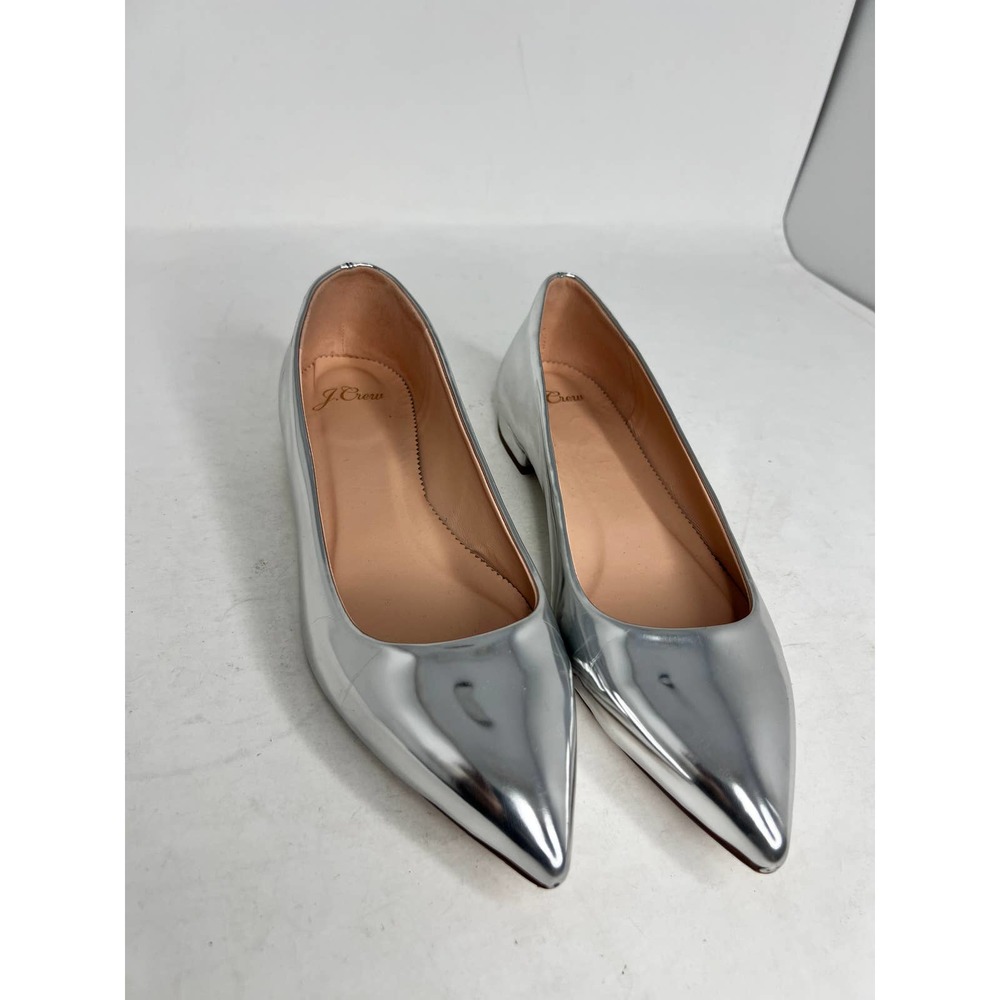 J Crew Grey Metallic Point Toe Ballet Flats Sz.7.5